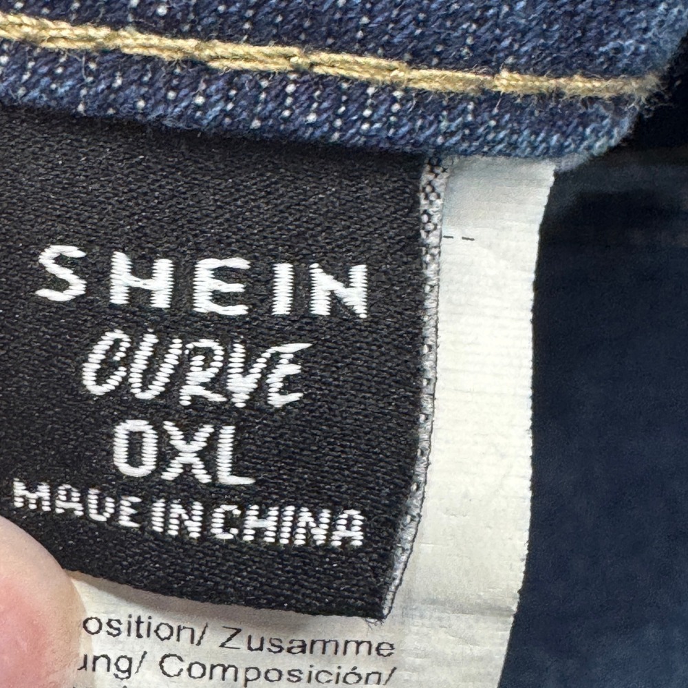 SHEIN CURVE Blue Denim Maxi Skirt Frayed Hem A-Line Country Plus Sz 0XL - Picture 7 of 11